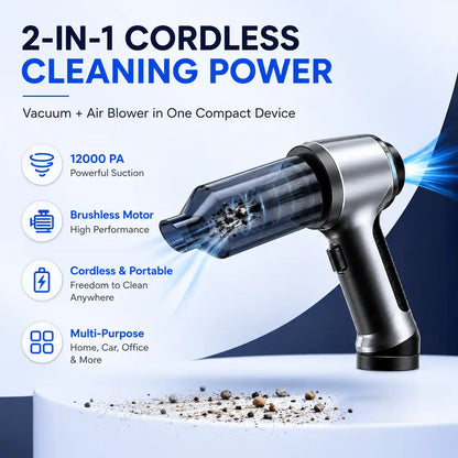 2-in-1 Cordless Handheld Vacuum & Air Blower – Powerful Portable Cleaner