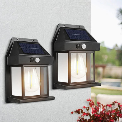 Solar Wall Lantern installed on an outdoor wall