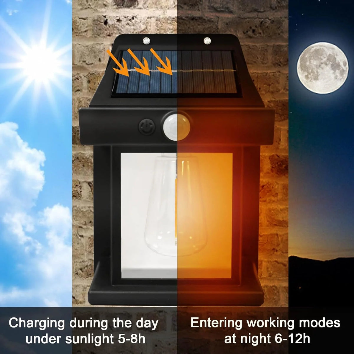 Solar Wall Lantern charging by daylight